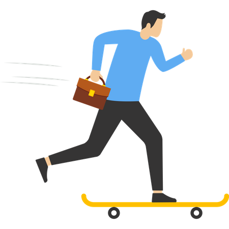 Homme d'affaires de patinage sur skateboard  Illustration