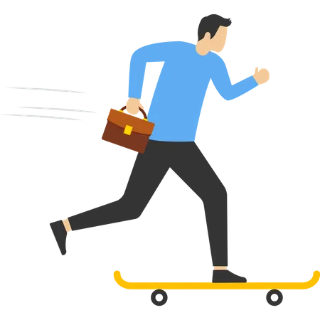 Homme d'affaires de patinage sur skateboard  Illustration