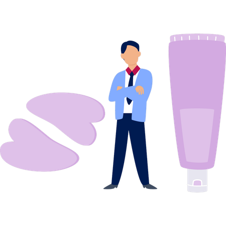 Homme d'affaires debout à côté de dentifrice  Illustration