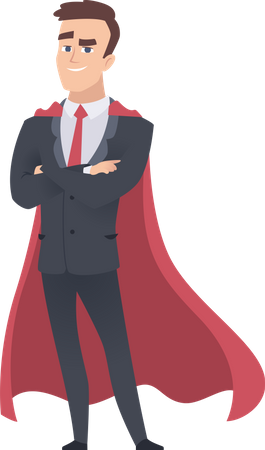 Homme d'affaires debout portant une cape  Illustration