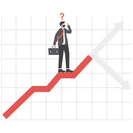 Homme d'affaires debout sur la croissance de l'analyse graphique à barres  Illustration