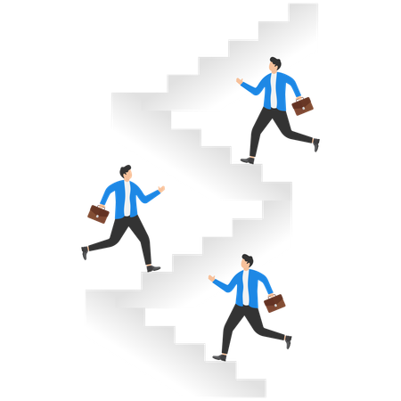 Homme d'affaires commençant étape par étape  Illustration