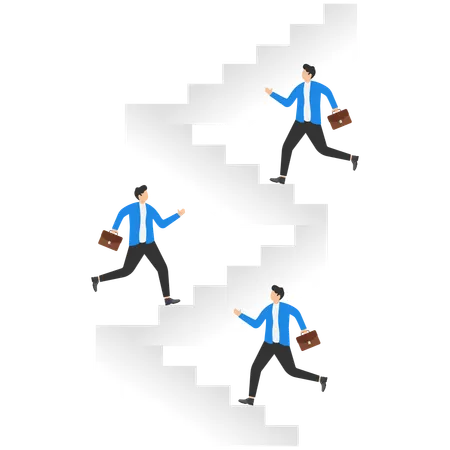Homme d'affaires commençant étape par étape  Illustration