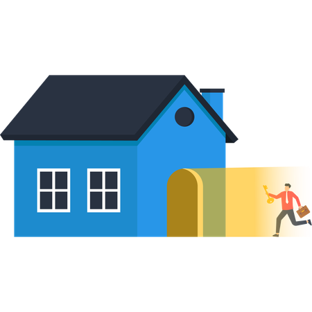 Un homme d'affaires devient propriétaire d'un bien immobilier  Illustration