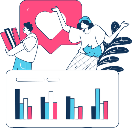 Homme d'affaires discutant des graphiques de croissance  Illustration