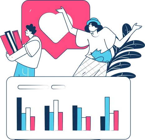 Homme d'affaires discutant des graphiques de croissance  Illustration