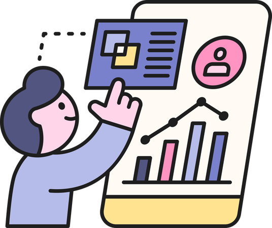 Homme d'affaires effectuant des analyses de données commerciales  Illustration