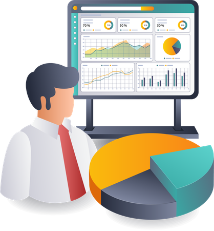 Homme d'affaires faisant du développement des affaires  Illustration