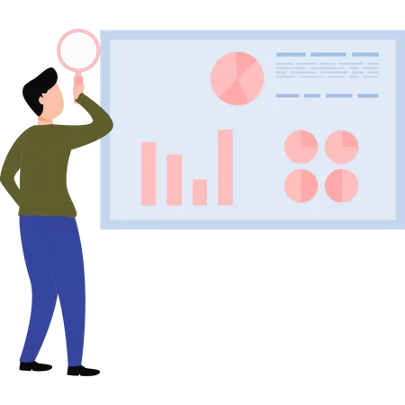 Homme d'affaires faisant des recherches commerciales  Illustration