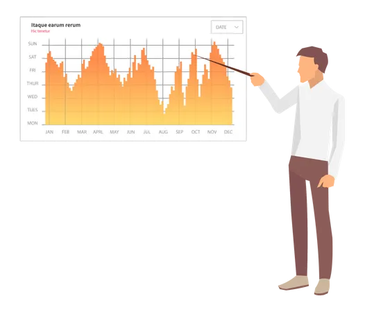 Homme d'affaires donnant une présentation marketing  Illustration