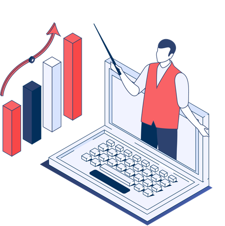 Homme d'affaires donnant une formation commerciale  Illustration