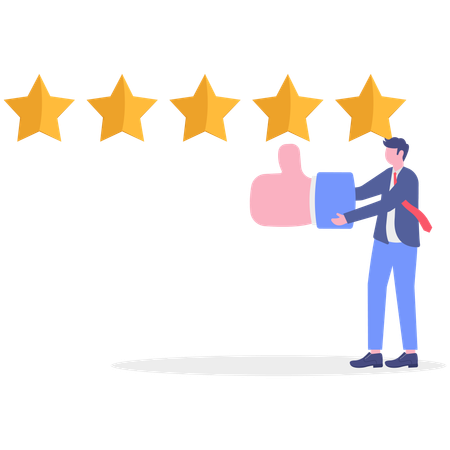 Un homme d'affaires effectue une enquête de satisfaction client  Illustration