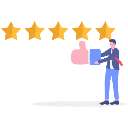Un homme d'affaires effectue une enquête de satisfaction client  Illustration