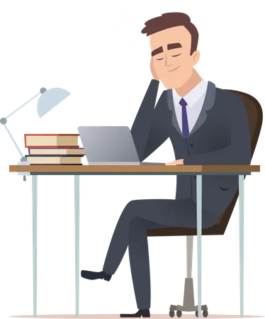 Homme d'affaires dormant au travail  Illustration