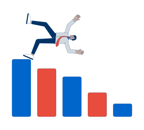 Diagramme à barres de l'échec d'un homme d'affaires  Illustration