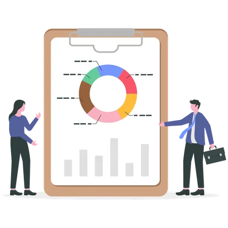 Homme d'affaires effectuant des analyses de performance  Illustration