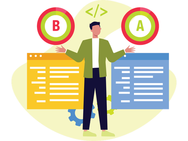 Homme d'affaires effectuant des tests AB  Illustration