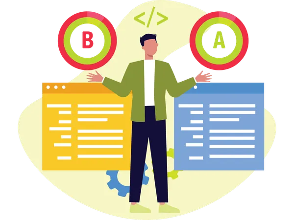Homme d'affaires effectuant des tests AB  Illustration