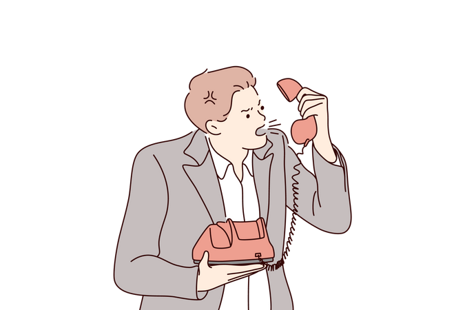 Homme d'affaires en colère parlant au téléphone  Illustration