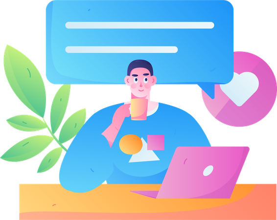 Homme d'affaires en sirotant un café au travail  Illustration