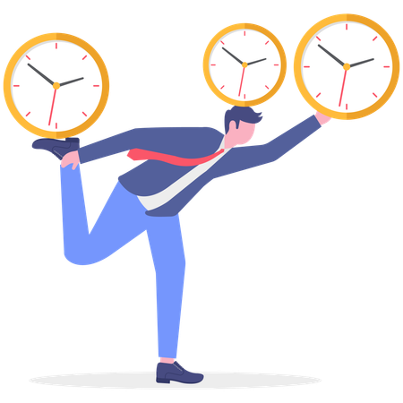Homme d'affaires faisant des heures supplémentaires  Illustration