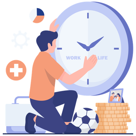 Homme d'affaires conciliant travail et vie personnelle  Illustration
