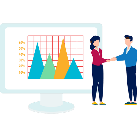 Homme d'affaires et femme d'affaires faisant des affaires  Illustration