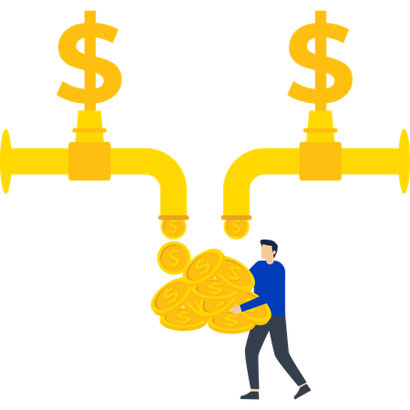 Homme d'affaires face à la liberté financière  Illustration