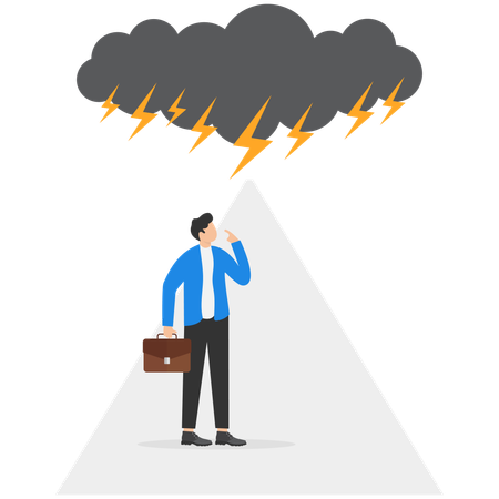 Homme d'affaires face à la tempête  Illustration