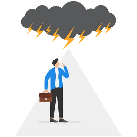 Homme d'affaires face à la tempête  Illustration