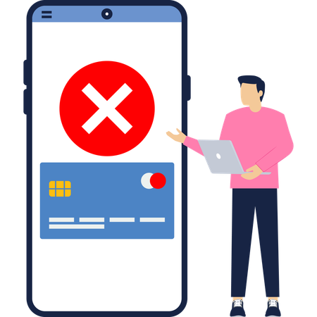 Homme d'affaires face à une offre de paiement en ligne  Illustration