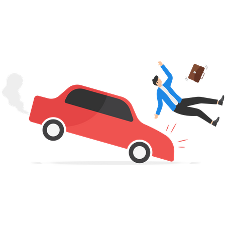 Un homme d'affaires confronté à un accident de la route  Illustration