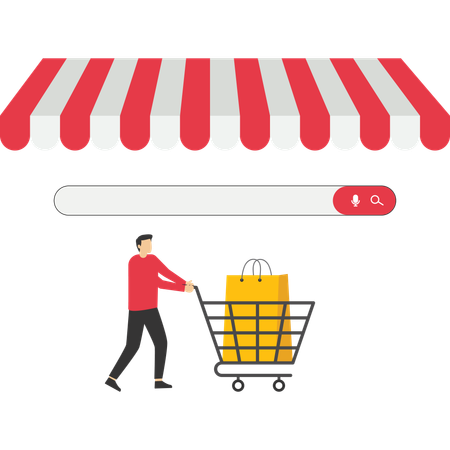 Homme d'affaires faisant des achats en ligne  Illustration