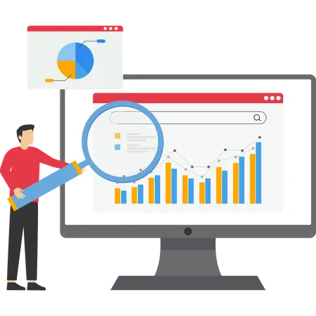 Homme d'affaires faisant des analyses  Illustration