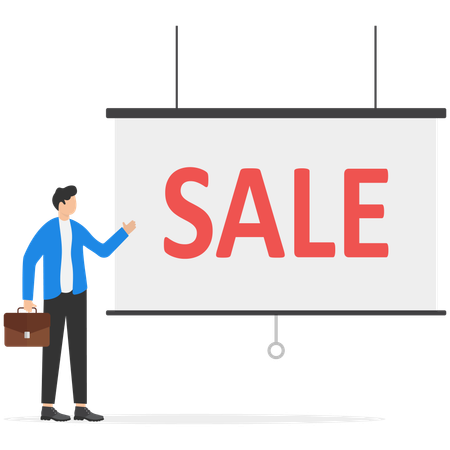 Homme d'affaires faisant du marketing de vente  Illustration