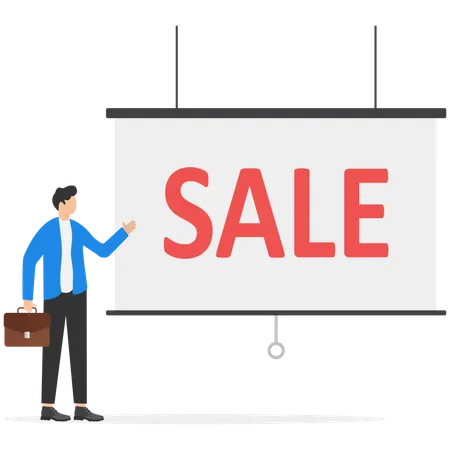 Homme d'affaires faisant du marketing de vente  Illustration