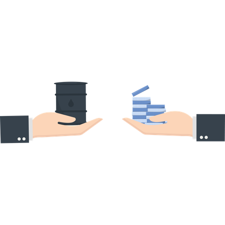 Homme d'affaires faisant du commerce pétrolier  Illustration