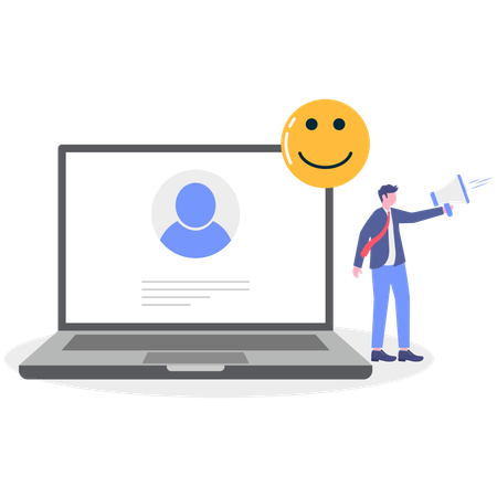 Homme d'affaires faisant du marketing numérique  Illustration