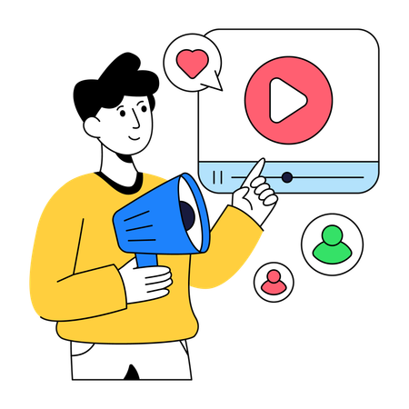 Homme d'affaires faisant du marketing vidéo  Illustration