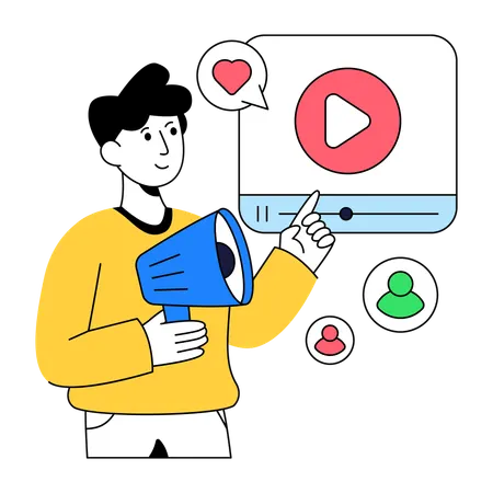 Homme d'affaires faisant du marketing vidéo  Illustration