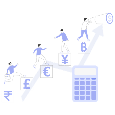 Homme d'affaires faisant la gestion des flux de trésorerie  Illustration