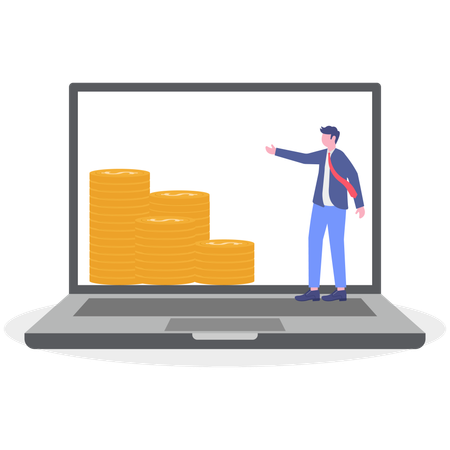 Homme d'affaires faisant la gestion financière  Illustration