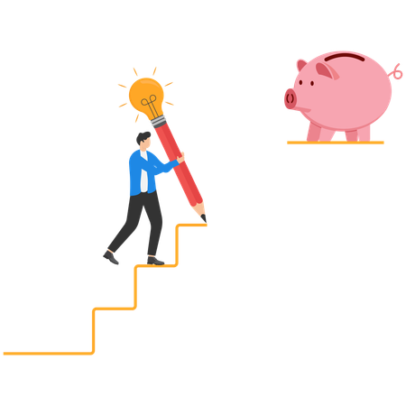 Un homme d'affaires trace son chemin vers la richesse  Illustration