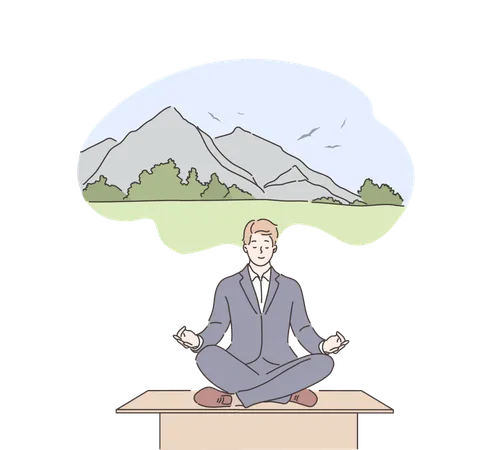 Homme d'affaires faisant de la méditation  Illustration