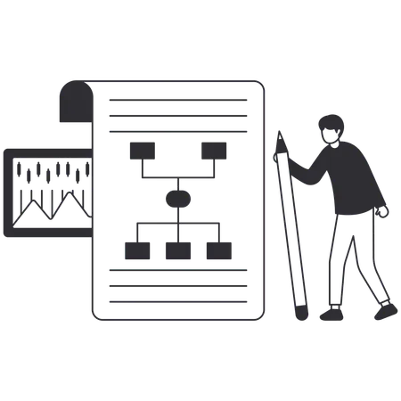 Homme d'affaires faisant une planification stratégique  Illustration