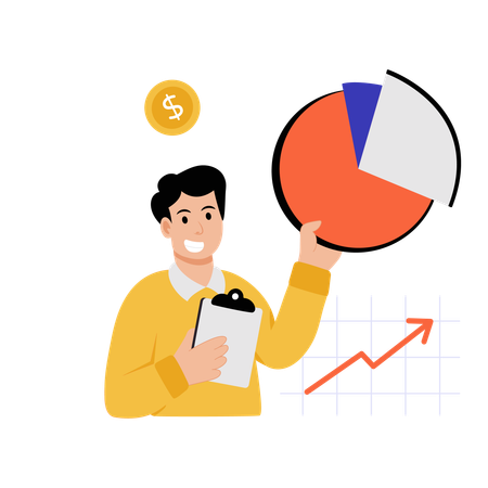 Homme d'affaires effectuant une analyse budgétaire  Illustration