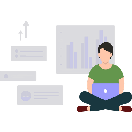 Homme d'affaires faisant une analyse  Illustration