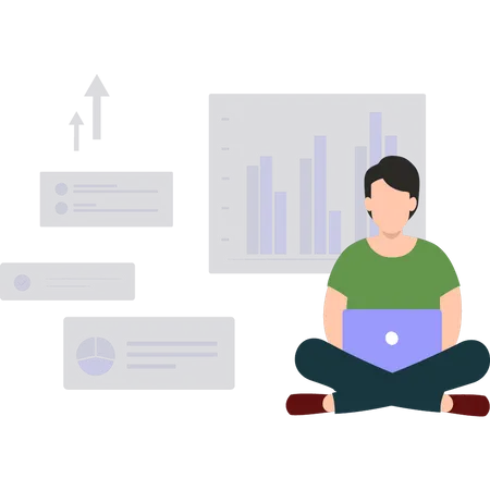 Homme d'affaires faisant une analyse  Illustration