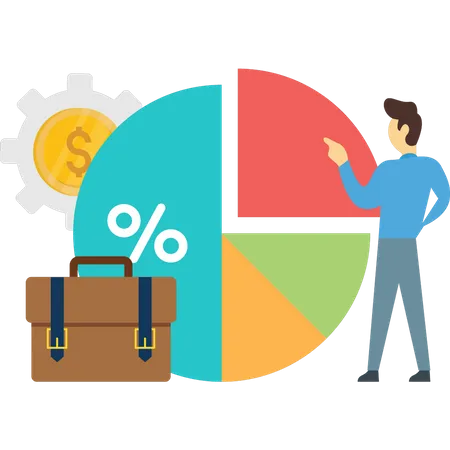 Homme d'affaires effectuant une analyse de données  Illustration