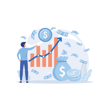 Homme d'affaires faisant une analyse financière  Illustration